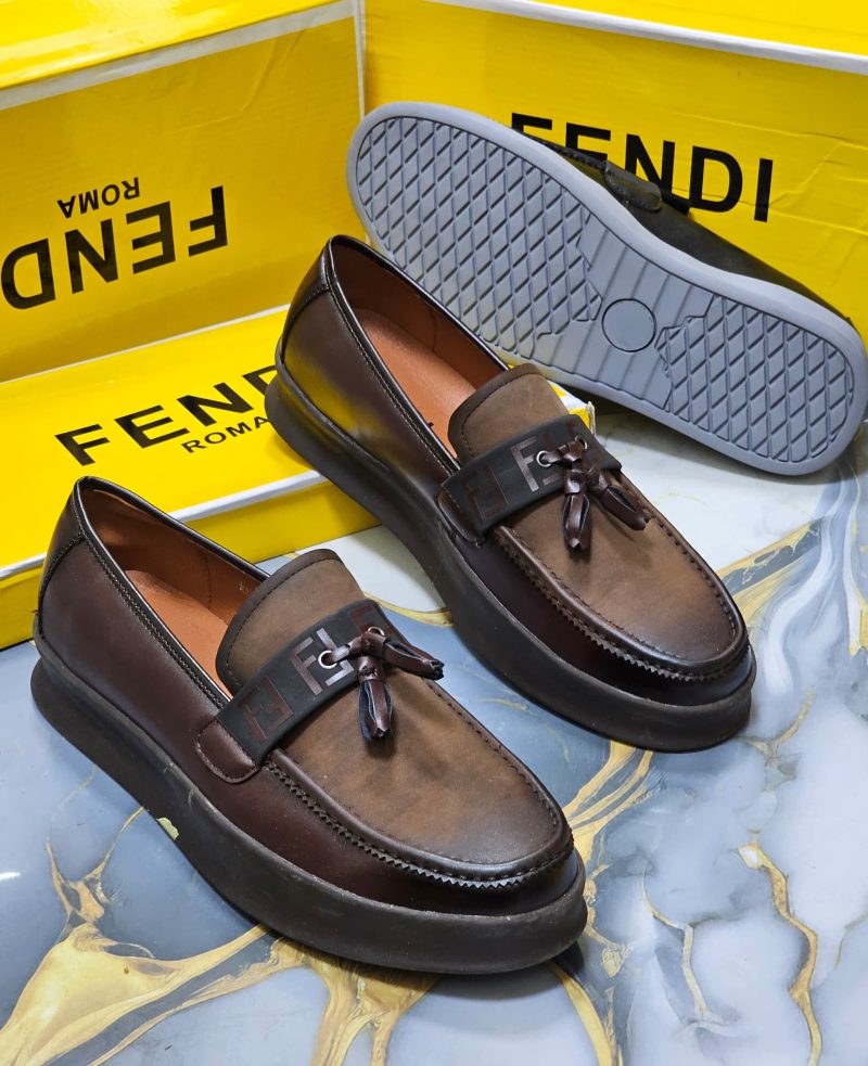 Fendi Roma Black Leather Loafers | Dtop Luxury Store