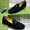 Gucci Style Black Suede Horsebit Loafers