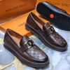 Louis Vuitton Men’s Major Brown Embossed Leather Loafers