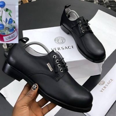 Black Versace luxury leather shoes