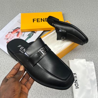 Fendi Men’s Black Luxury Half-Shoe Slip-Ons