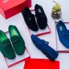 Ferragamo Men’s Gancini Buckle suede Loafers Blue Black Green
