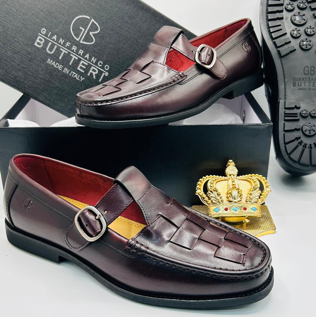 Gianfranco Butteri Woven T Strap Leather Shoes - Image 2