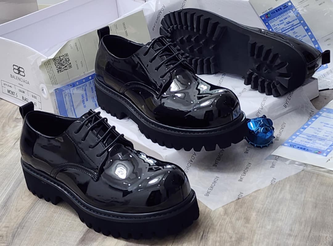 Balenciaga Derby Shoes Black Patent Chunky Sole