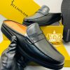 Billionaire Italian Leather Penny Loafers Black Half Cover Flat Sole