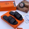 Black Hermès Oran style men's leather slippers