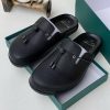 Buscemi Pebbled Leather Mules Black Drawstring Slip On