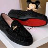 Christian Louboutin Studded Loafers Black Red Sole Luxury