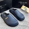 Deaudage Croc Texture Leather Mules Blue Metal Buckle