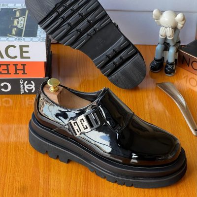 Givenchy Buckle Band Shoes Glossy Leather Double Sole Chunky
