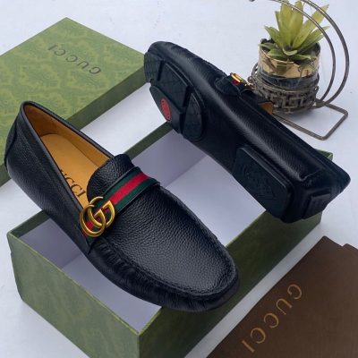 Gucci Leather Loafers Blue Black
