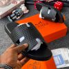 Hermes Woven Leather Slide Brown Textured Strap