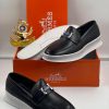 Hermes Leather Loafers Brown Classic Slip On