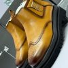 Leather Chelsea Boots Wingtip Brogue Lug Sole Brown