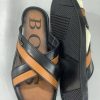 Leather Cross Sandals Brown Black Dual Tone Comfort
