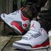 Nike Air Jordan 3 Retro Fire Red Sneakers White Red Cement
