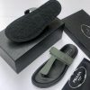Prada Luxury Leather Slippers Olive Green Minimal Design