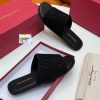 Salvatore Ferragamo Embossed Leather Slides Black Logo Strap