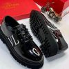 Valentino Garavani VL Strap Patent Leather Shoes Black Lug Sole