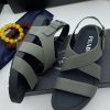 Prada Cross Strap Leather Sandals olive black Minimal Design