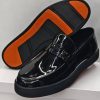 Leather Strap Half Shoes Black Orange Sole Branded Vamp